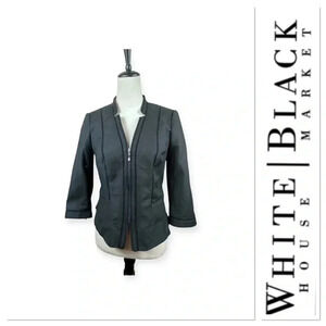 White House Black Market black zip front perfect form  jacket size 6